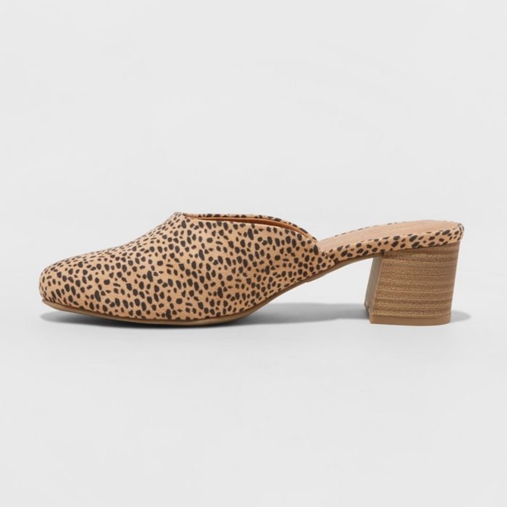 Women Block Mule Animal Print Microsuede Heel NWOT - Picture 2 of 4